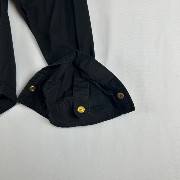 COOGI Luxury Black Embroidered Button Down Shirt Roll Tab Sleeve Military M - Picture 11 of 14